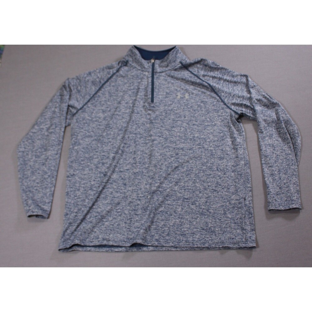 Under Armour Mens HeatGear Loose Fit Heather Blue 1/4 Zip Pullover Lightweight L - Picture 1 of 10
